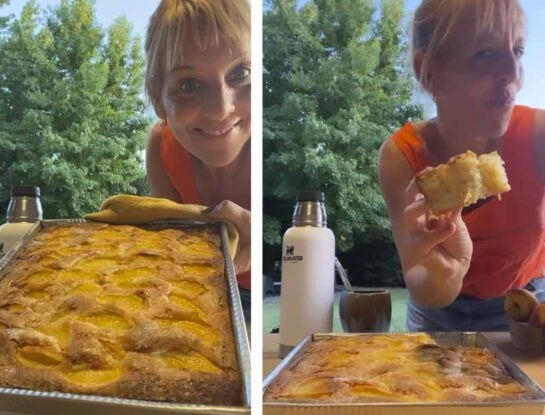 Torta matera de duraznos: la receta súper fácil de Jimena Monteverde que podés servir en la merienda o como postre