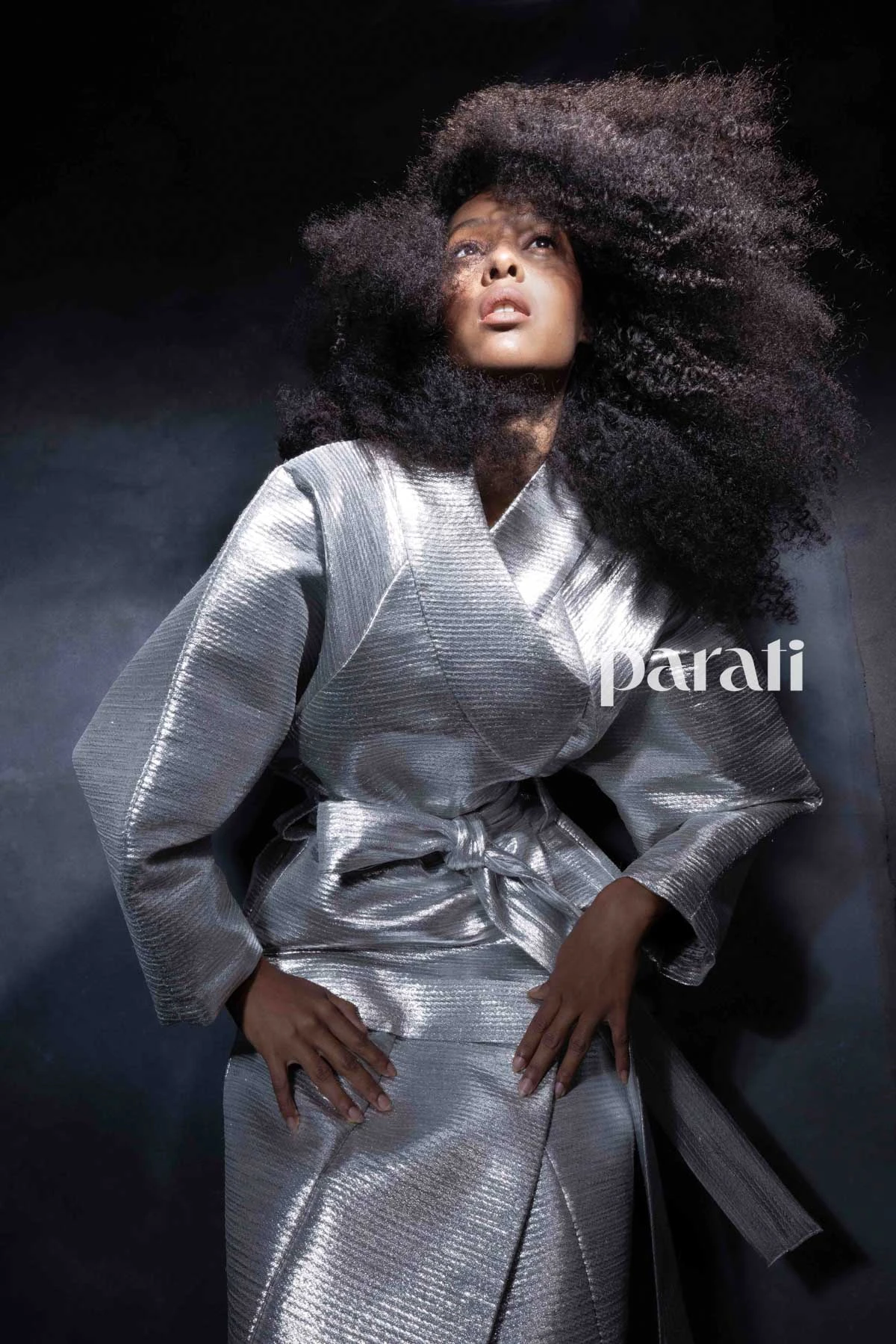 Maxi tapado sin cuello y con lazo de fieltro de lana con lurex plateado de @fabianzittaofficial