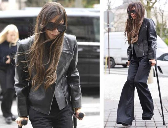 Victoria Beckham apareció caminando con muletas en la Semana de la Moda de París: qué le pasó