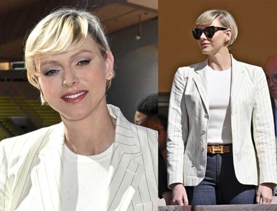 El look súper chic de Charlene de Mónaco para asistir a un partido de rugby: con jeans y blazer Ralph Laren