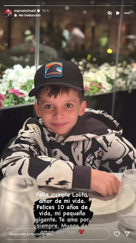 El tierno mensaje de Marcelo Tinelli a su hijo Lorenzo por su cumpleaños de 10