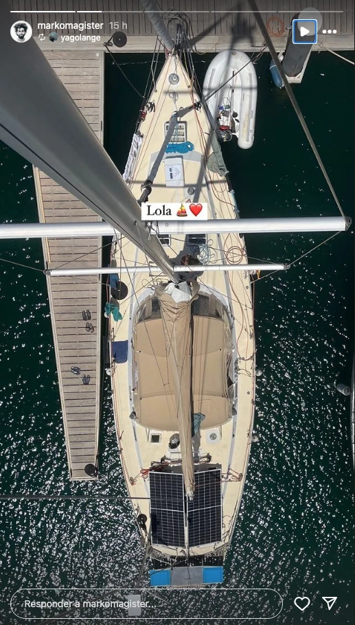 El "Lola", el espectacular barco donde Juana y Lange están viajando. 