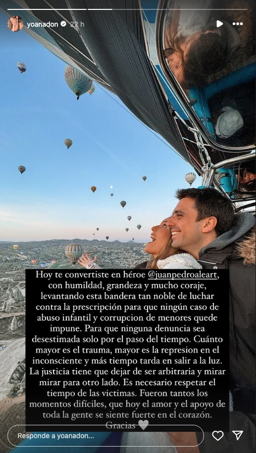 El mensaje de Yoana Don en apoyo a Juan Pedro Aleart.