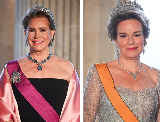 Las impactantes joyas en los looks de gala de Mathilde de Bélgica y María Teresa de Luxemburgo