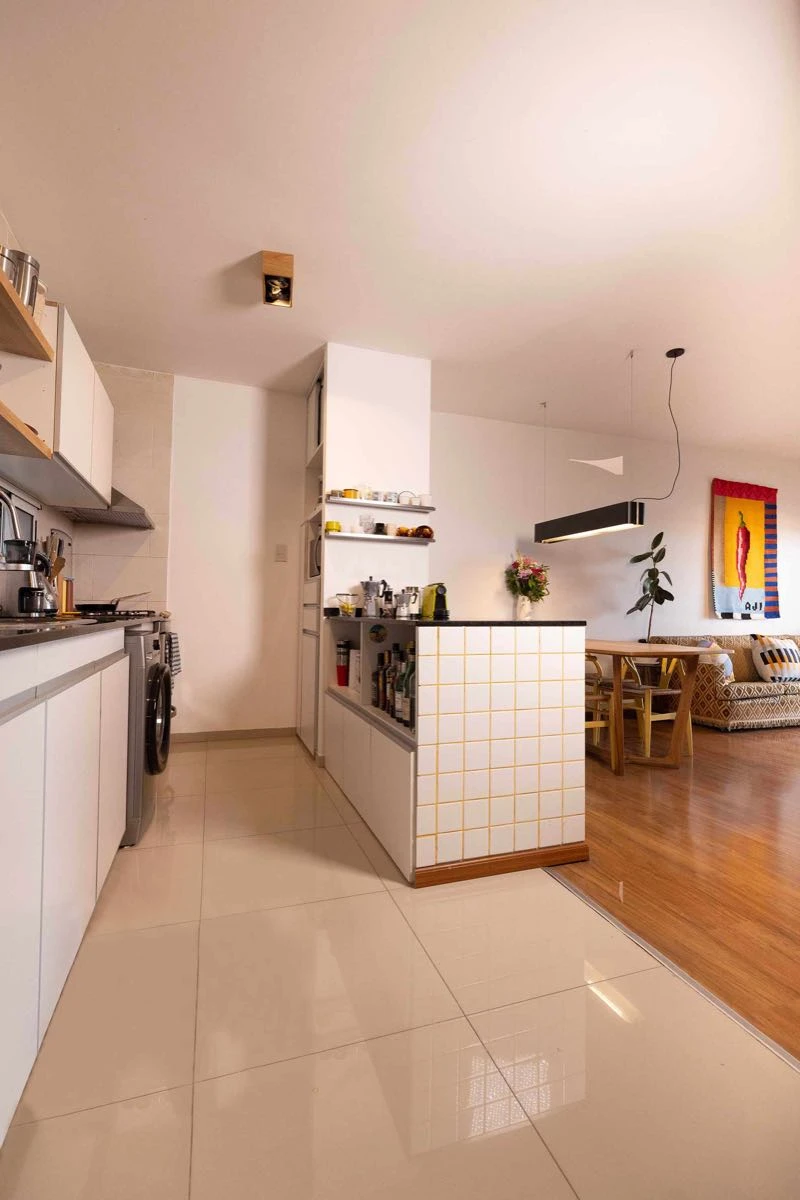 Cocina, comedor y living, 100 % integrados.