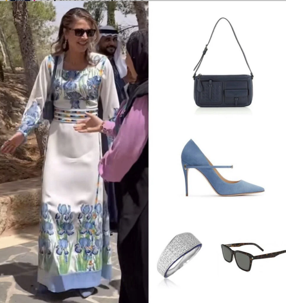 Rania de Jordania y un look floral chic. Foto: Instagram.