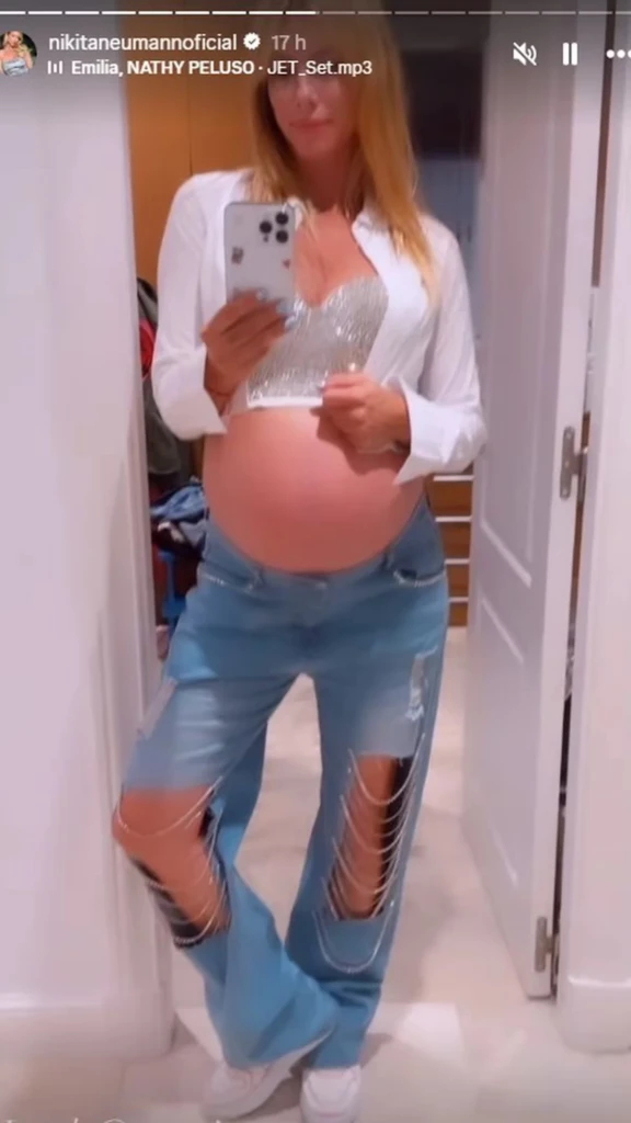 Nicole Neumann mostró su panza de embarazada a un mes de dar a luz