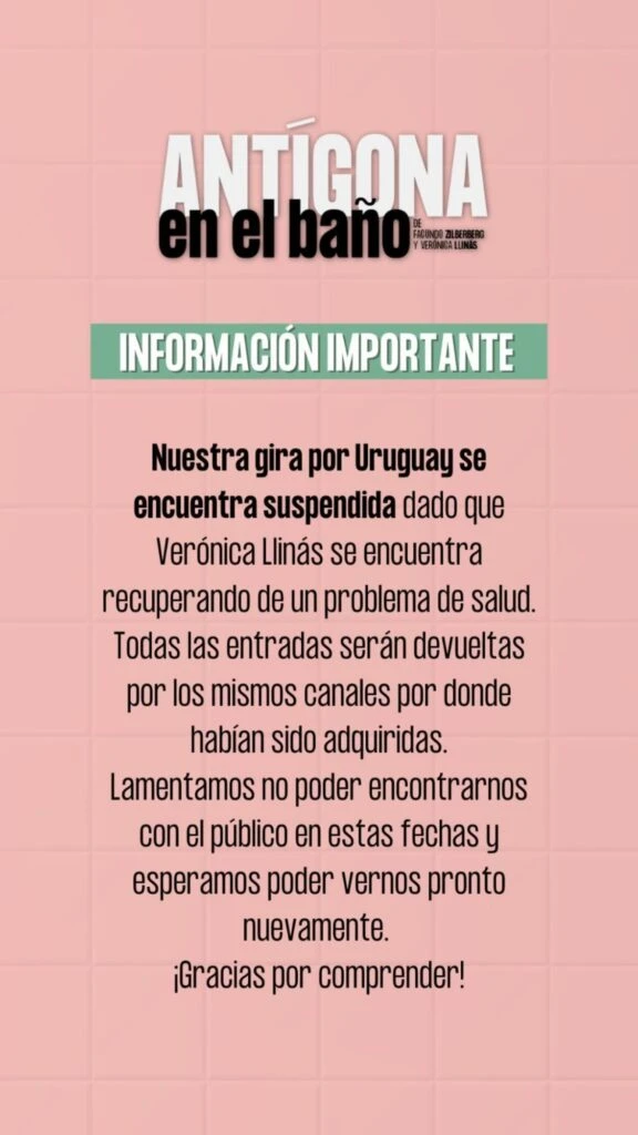 El comunicado de "Antígona en el baño" sobre la salud de Verónica Llinás