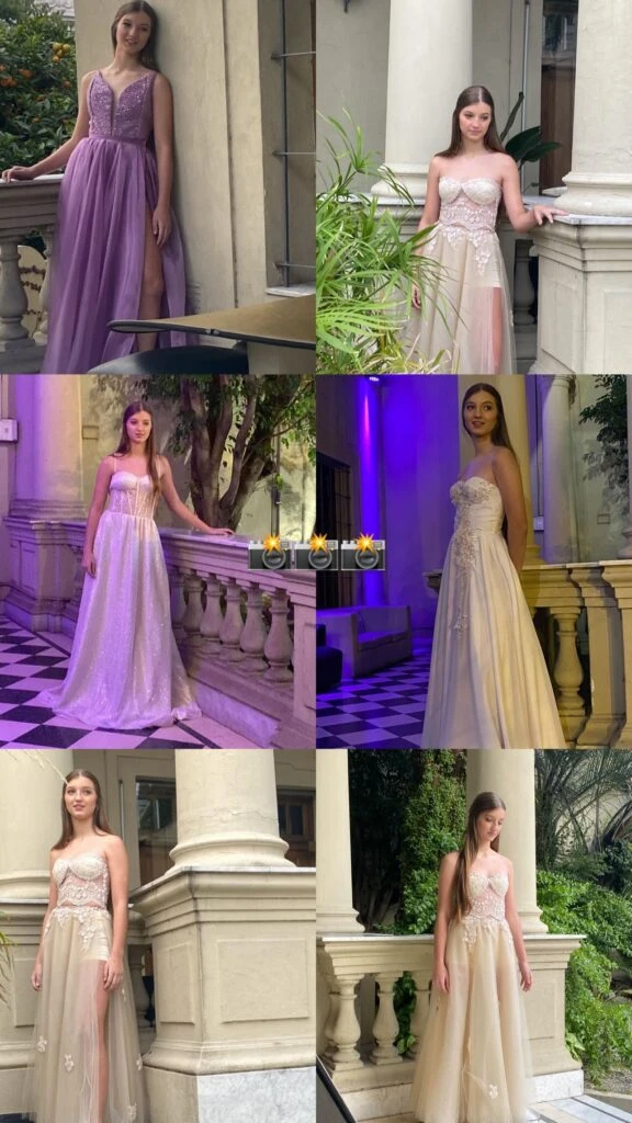 Allegra Cubero volvió a posar con trajes de 15 años y fiesta.