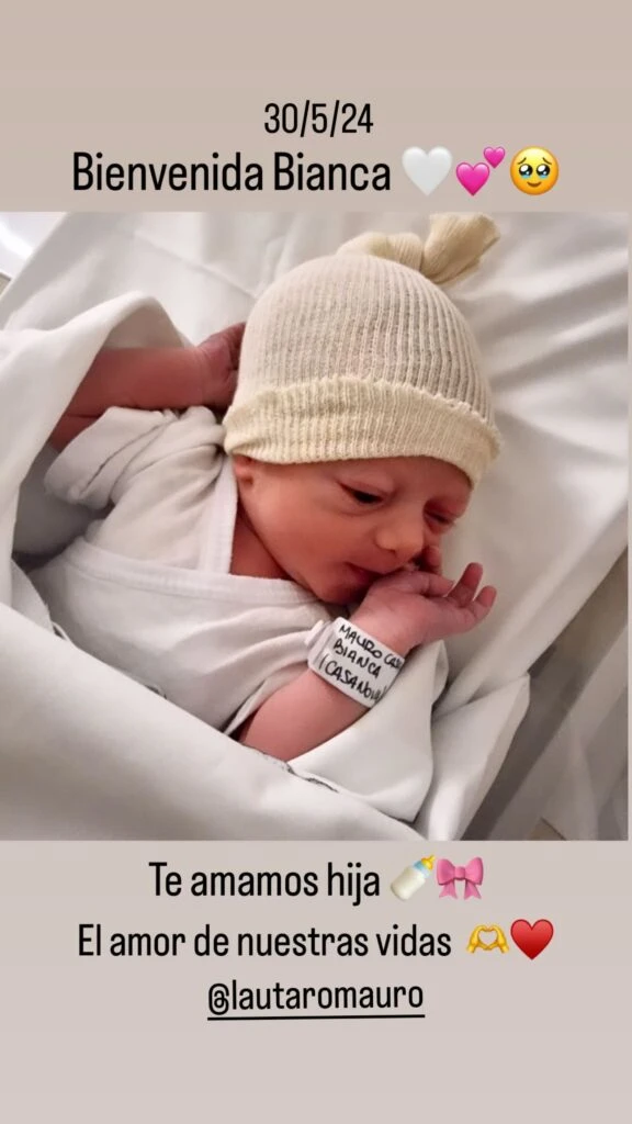 Agustina Casanova compartió la primera foto de su beba recién nacida