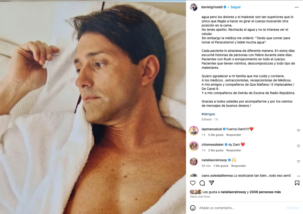 Daniel Gómez Rinaldi contó que tuvo dengue y que la pasó muy mal.