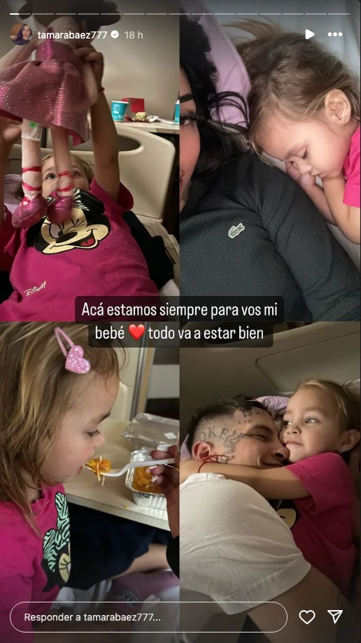 Uno de los mensajes que publicó Tamara Báez por la internación de Jamaica.