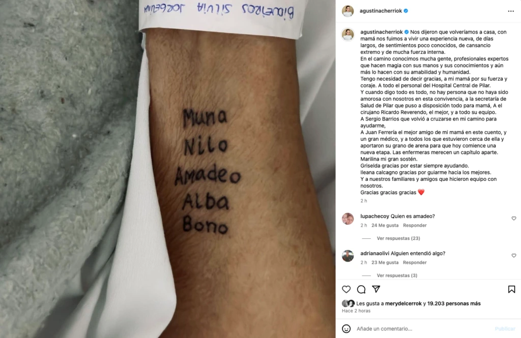 Agustina Cherri contó que su mamá estuvo internada.