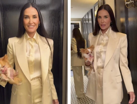 Así fue el look sastrero que Demi Moore eligió para asistir a una gala