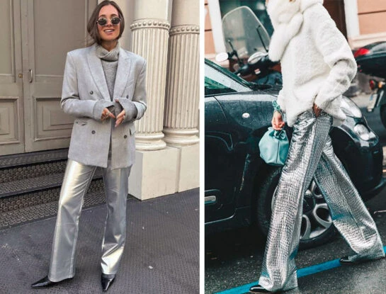 Guía de estilo: así se usa el pantalón plateado esta temporada