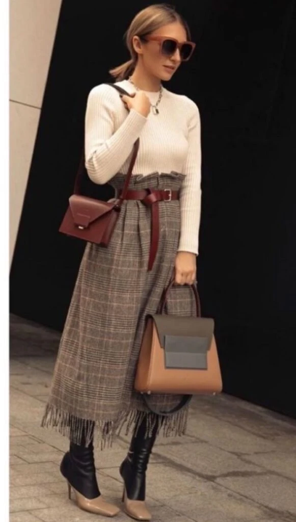 looks de invierno estampa con cuadrillé