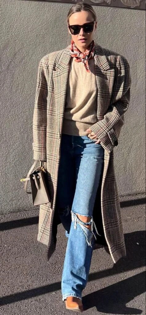 looks de invierno estampa con cuadrillé