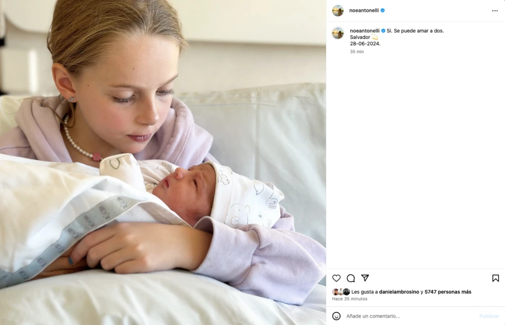 La foto del bebé recién nacido de Noe Antonelli