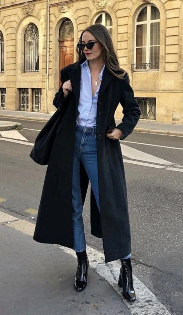 Los mejores looks con tapados negros. Foto: Pinterest. 