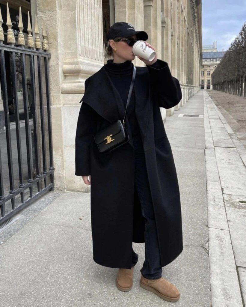 Los mejores looks con un tapado negro. Foto: Pinterest. 