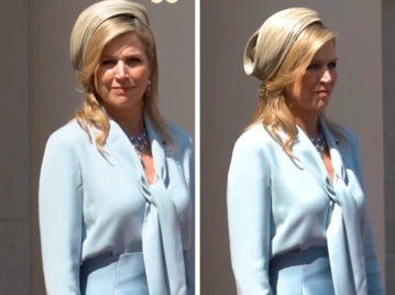 Máxima volvió a deslumbrar en celeste y confirma que es su nuevo favorito