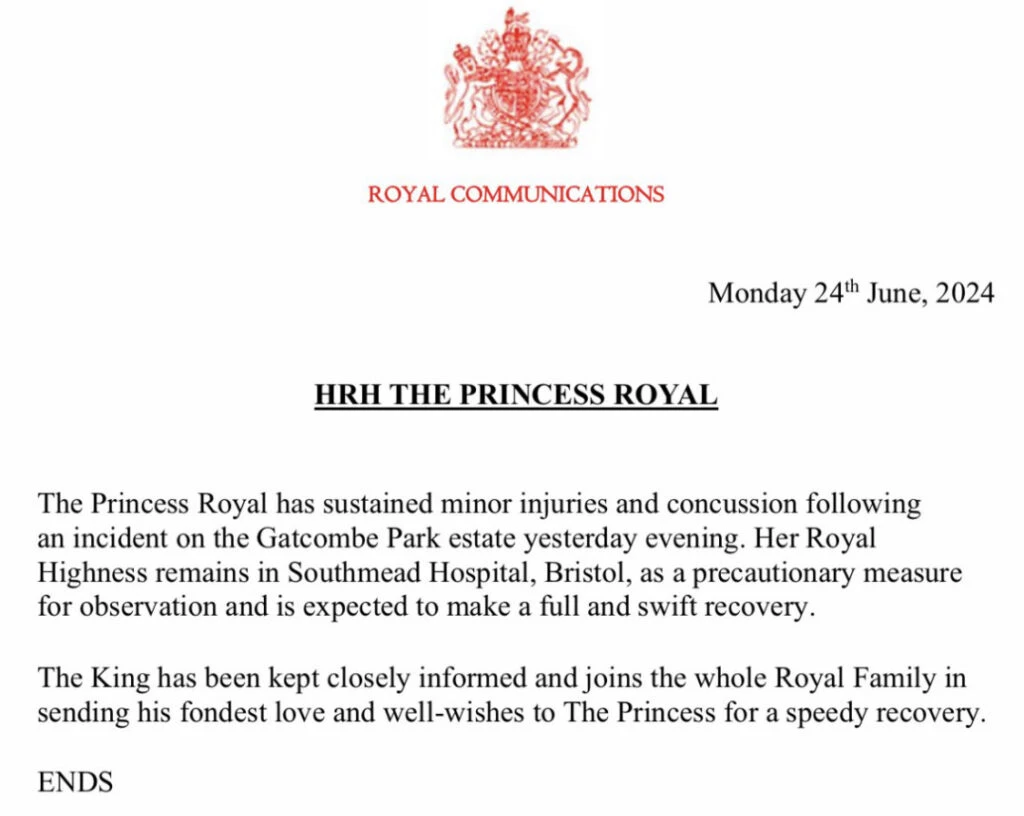 Preocupación por la salud de la princesa Ana. Foto: Instagram. 