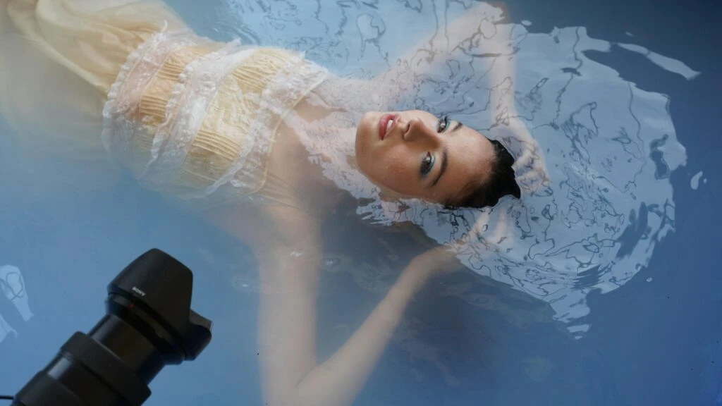 Helena Otamendi en pleno rodaje del videoclip