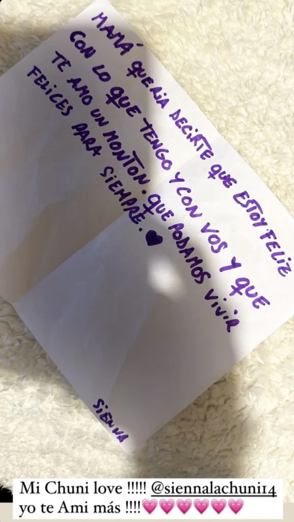 La emotiva carta de Sienna Cubero a horas del nacimiento del hijo de Nicole Neumann