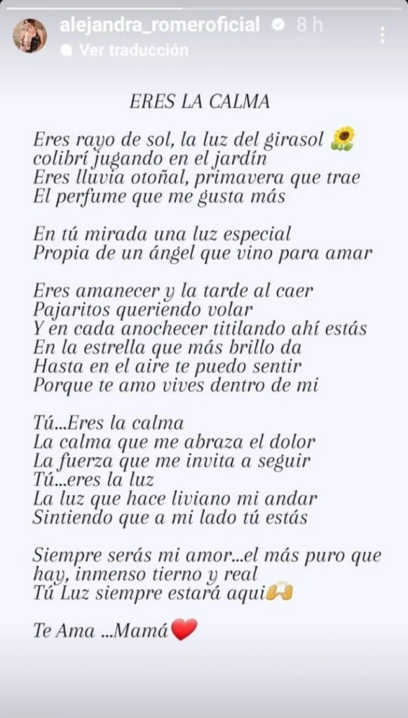 Las emotivas palabras de Alejandra Romero a cuatro meses de la muerte de su hijo
