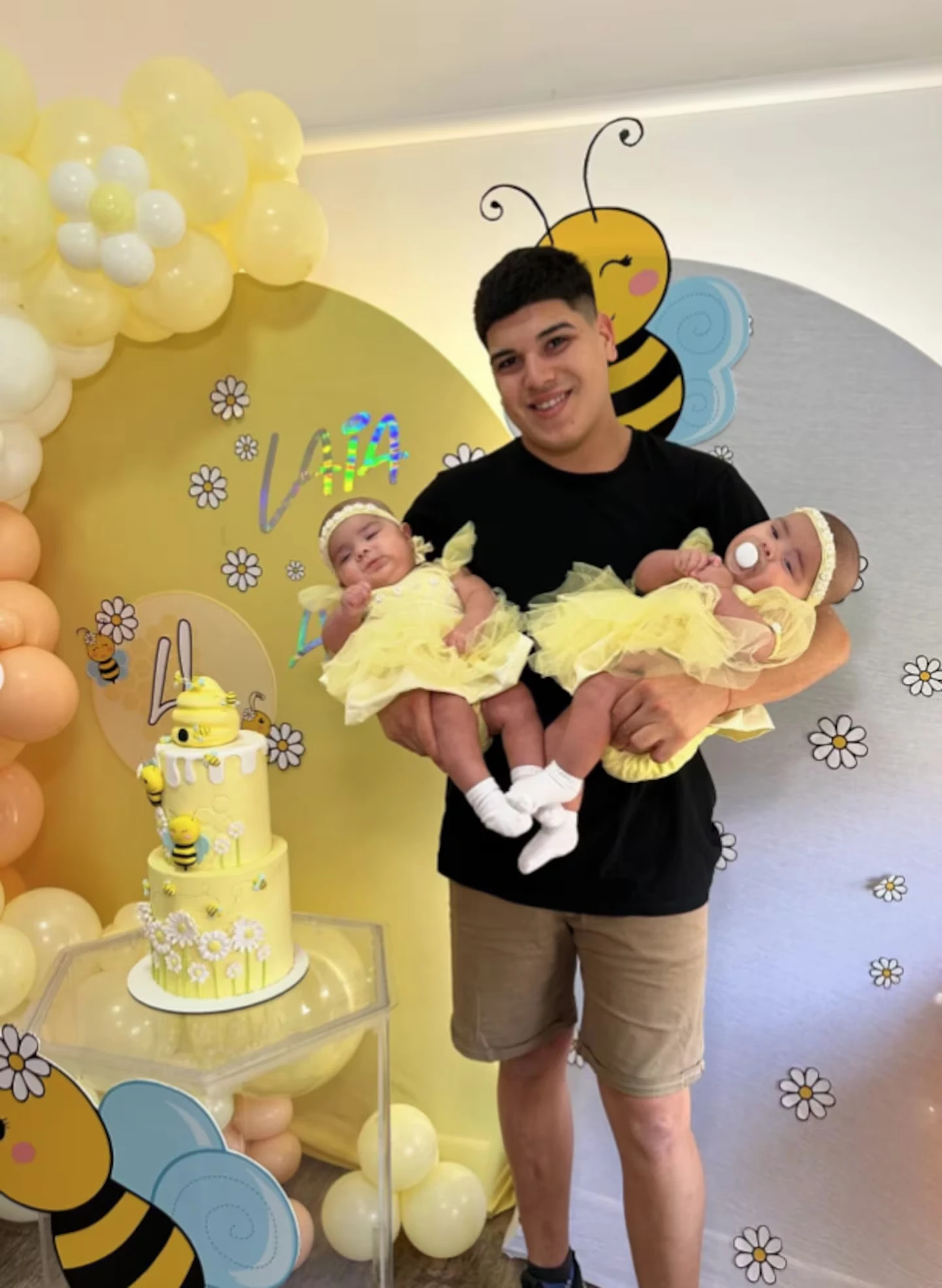 Las fotos del festejo de Laia y Aimé, las gemelas de Thiago Medina y Daniela Celis, que cumplieron cuatro meses