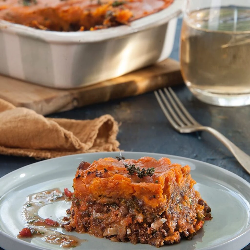 Pastel de lentejas y boniatos
