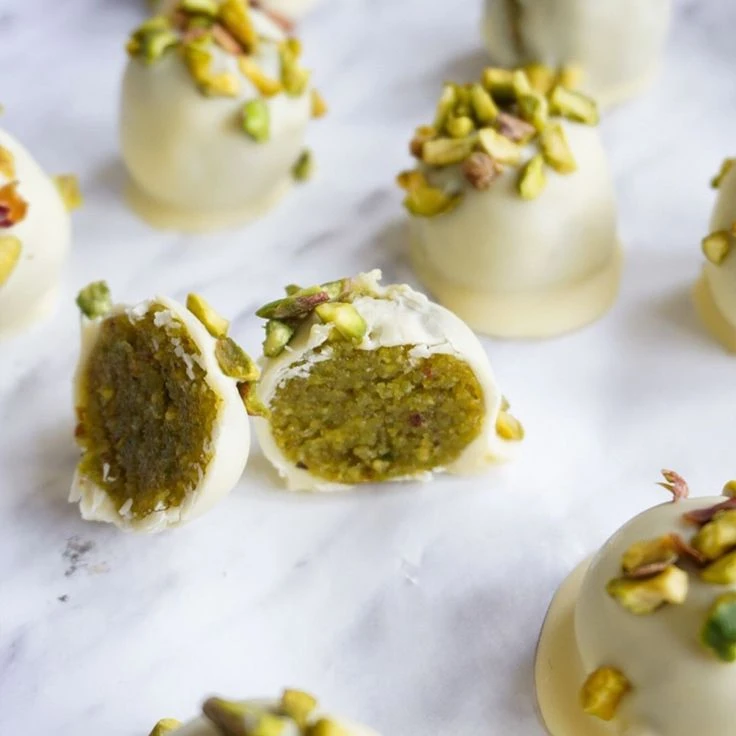 La receta de trufas de pistacho y chocolate blanco