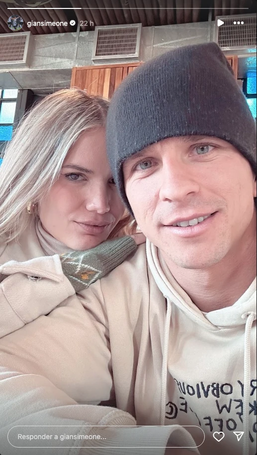 Eva Basrgiela y Gianluca Simeone en una foto que publicó el hijo del Cholo Simeone.