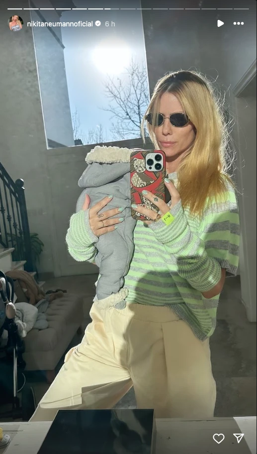 Nicole Neumann con Cruz, su bebé