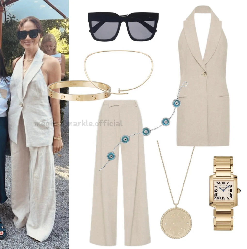 Meghan Markle se lució con un look sastrero en los Hamptons. Foto: Instagram.
