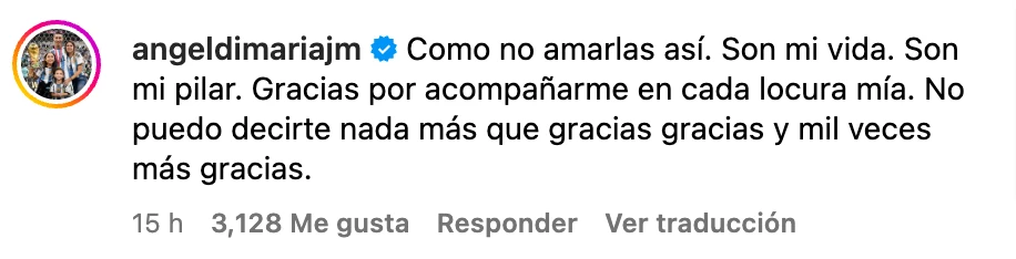 Las emotivas palabras de Jorgelina Cardoso, esposa de Di María tras el pase a la final