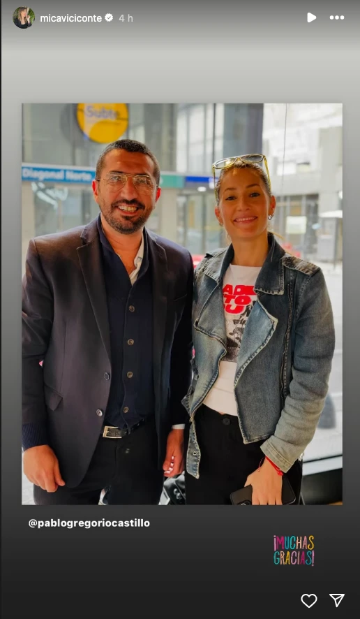 MIca Viciconte y el Dr Roberto Castillo, en una imagen que la panelista dio a conocer este viernes. 