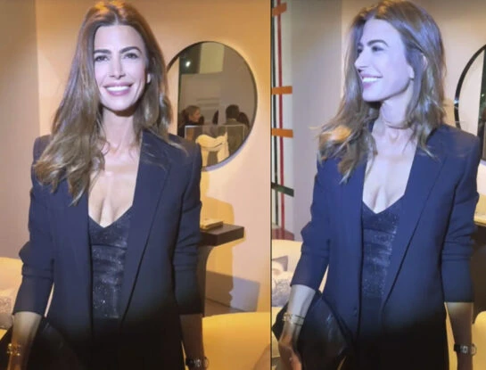 Juliana Awada dio cátedra de cómo "elevar" un look sastrero para asistir a un evento de arte