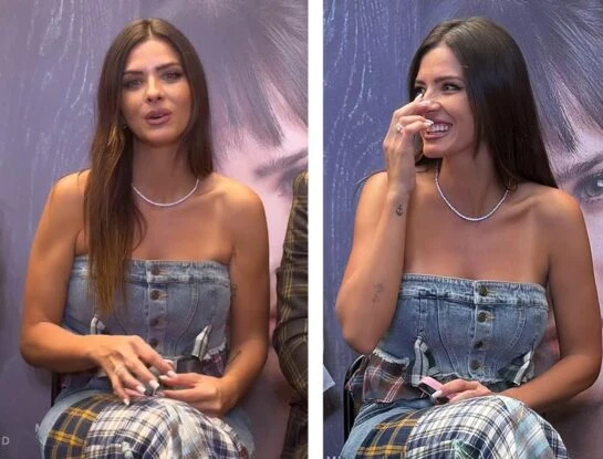 La China Suárez marcó tendencia con un look patchwork en la presentación de su nueva película, "Linda"