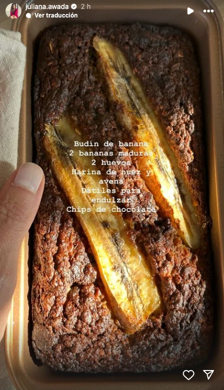 Juliana Awada y su receta de budín de banana