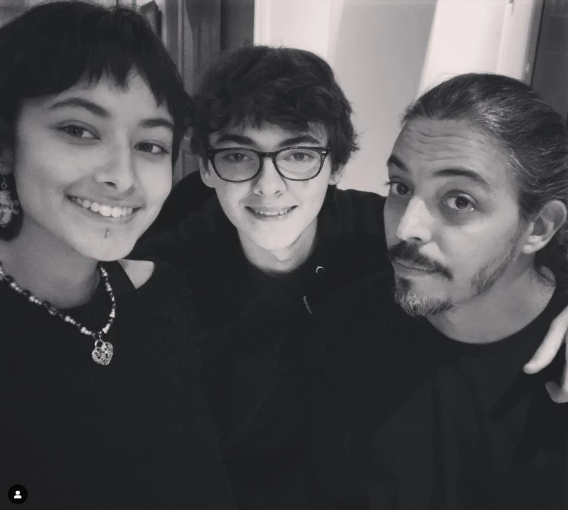 Yaco González con sus hijos, Juana y Francisco