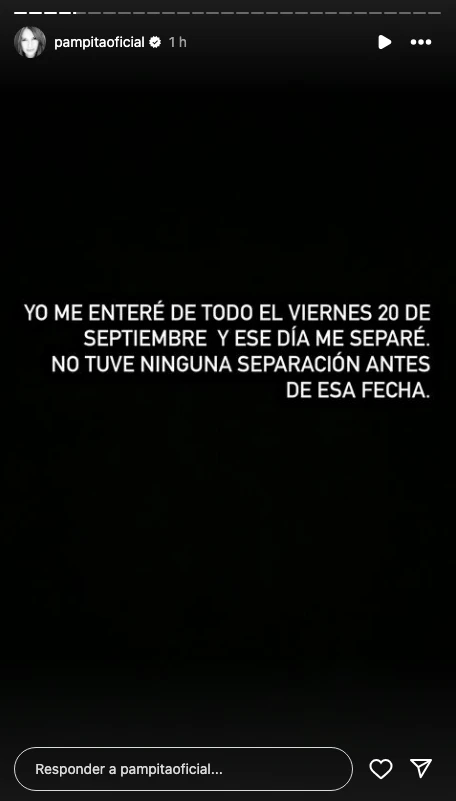 El mensaje que compartió Pampita tras conocerse la carta abierta de Moritán