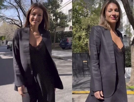 Pampita marca tendencia con look lencero más blazer de lino: la combinación ideal para la primavera