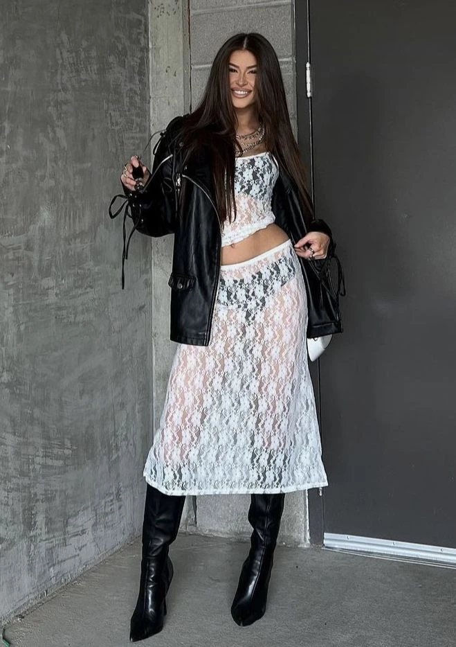 Alerta tendencia: las polleras de encaje se apoderaron del street style