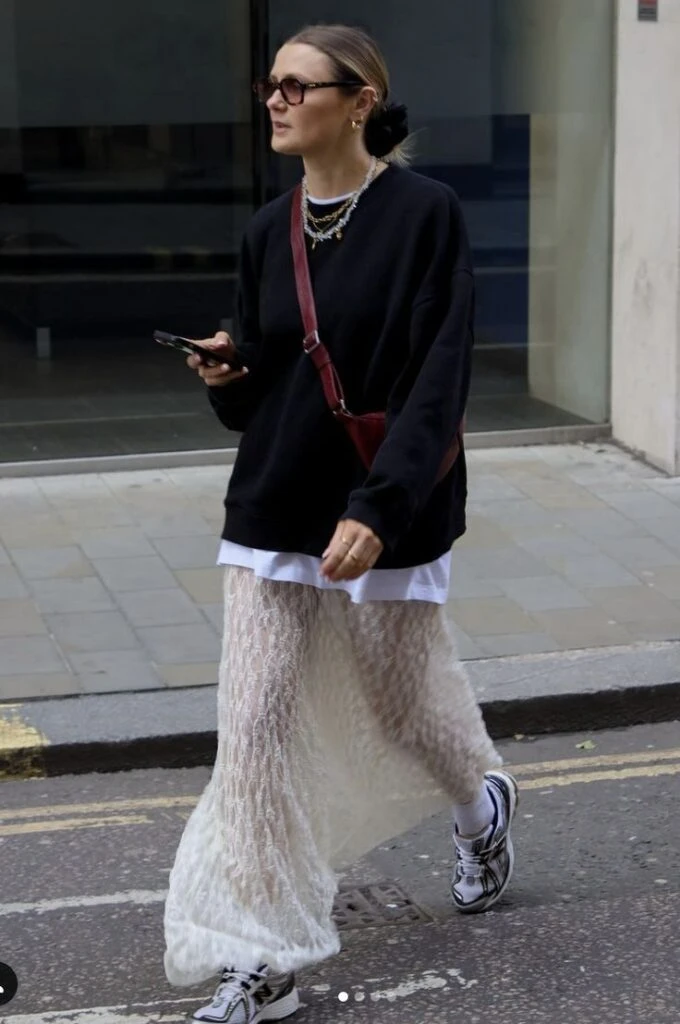 Alerta tendencia: las polleras de encaje se apoderaron del street style