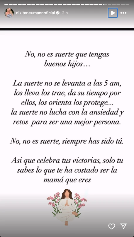 La reflexión de Nicole Neumann por el día de la madre