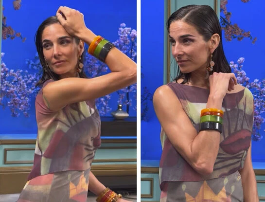 Juana Viale apostó por la moda circular en la mesaza de este domingo: llevó un look reciclado