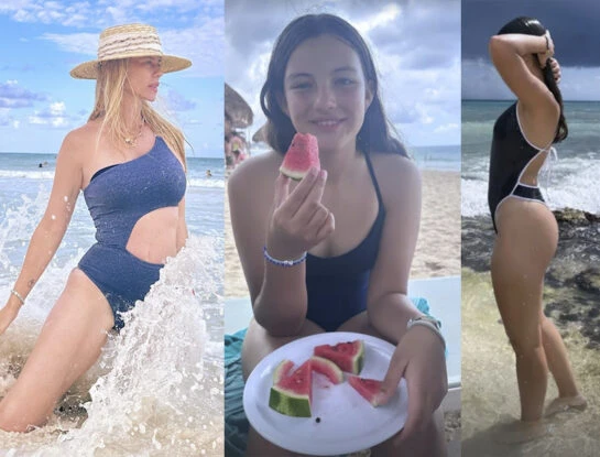 Nicole Neumann y sus hijas marcan tendencia en trajes de baño desde la Riviera Maya
