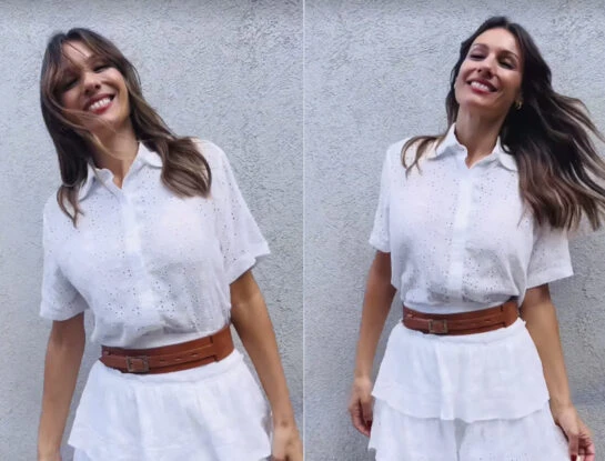 Pampita y su look más romántico y fashionista: en broderie blanco, la tendencia del verano 2025