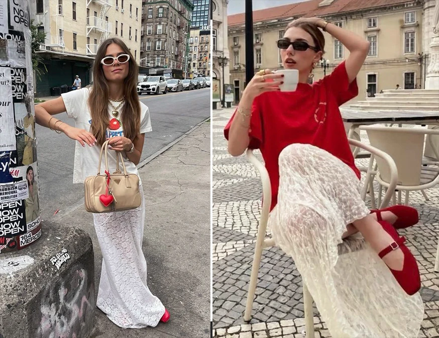 pollera encaje + remera